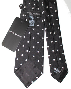 Armani Tie Black Silver Polka Dots