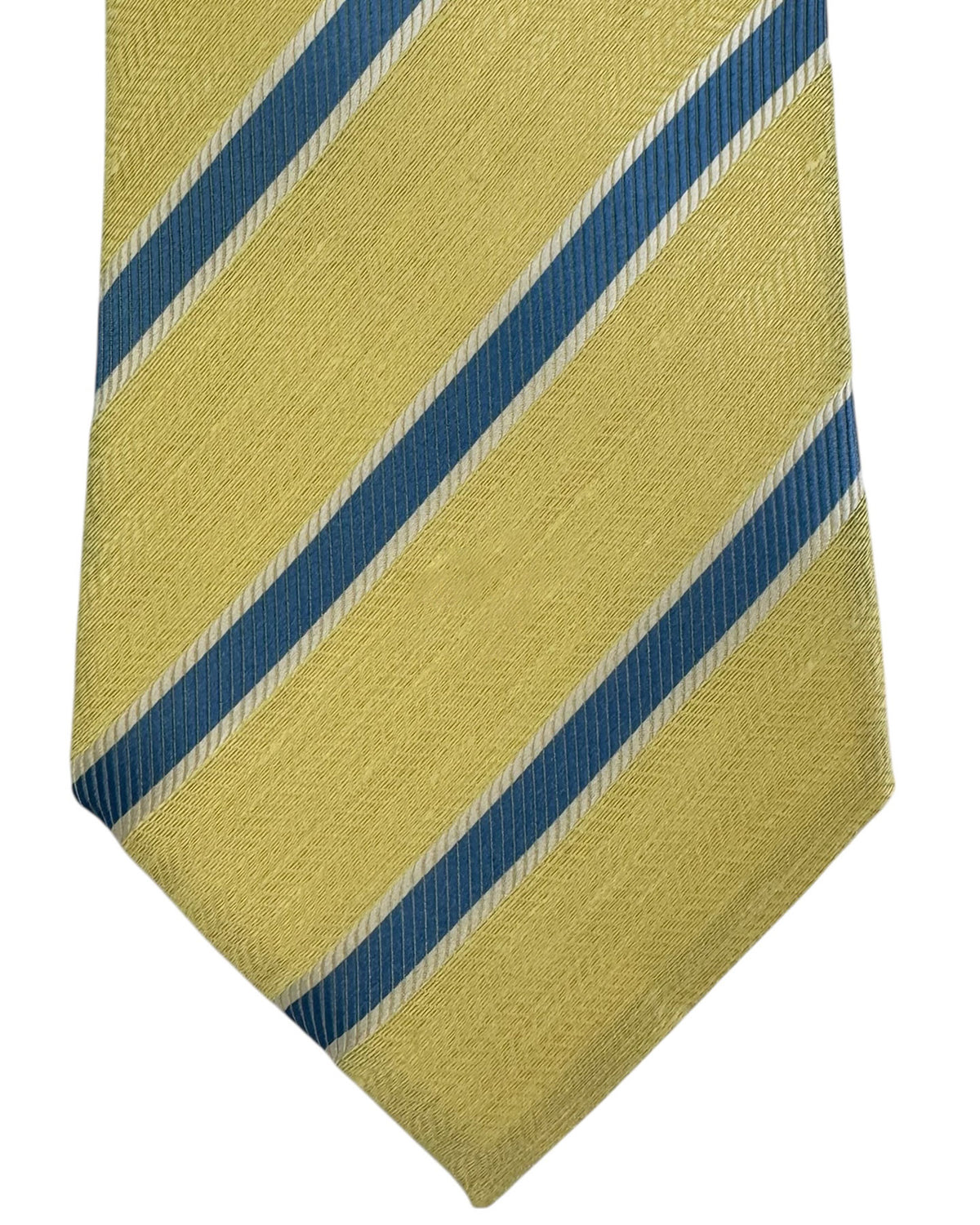Armani Tie Yellow Blue Stripes - Linen Silk SALE