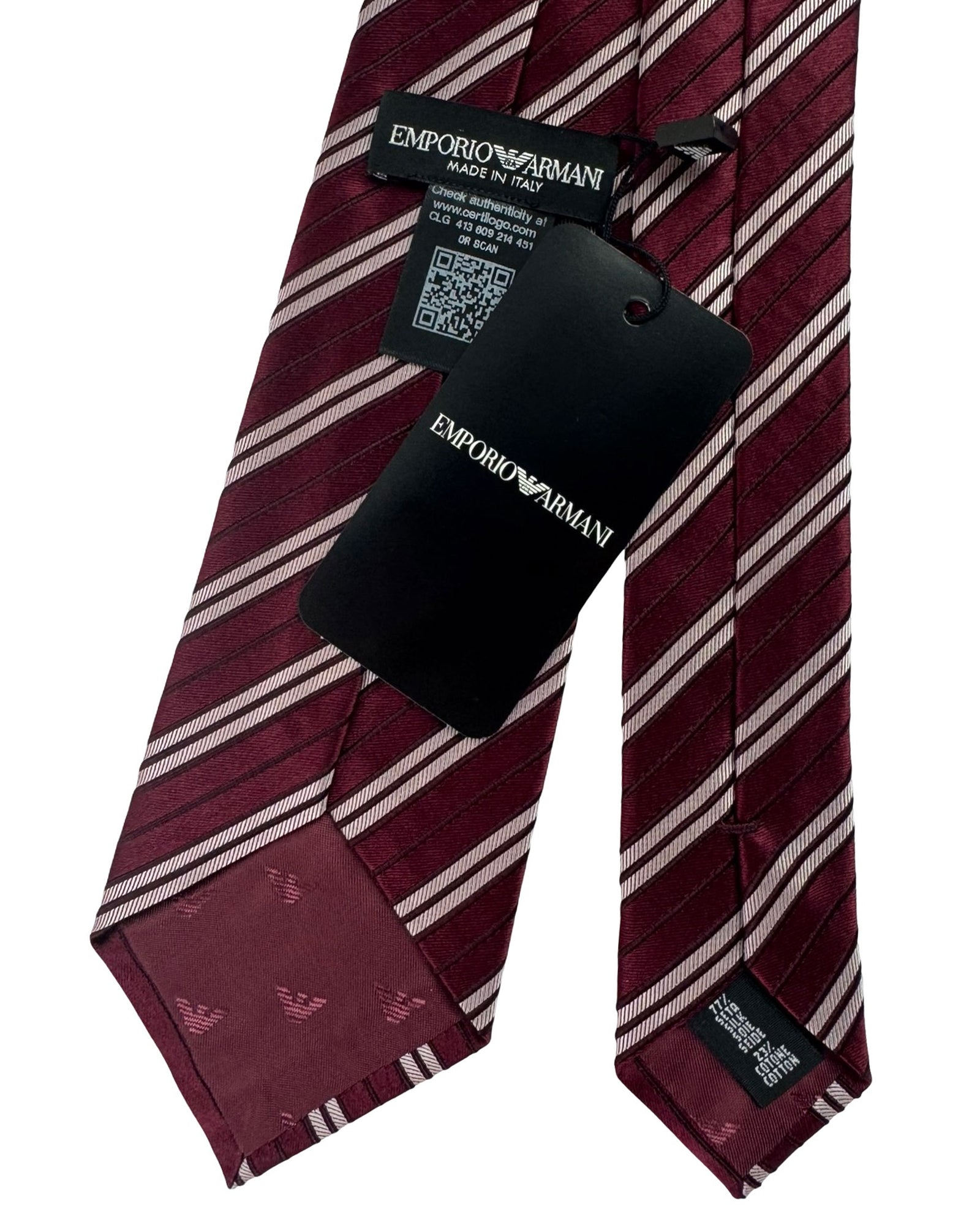 Armani Tie Maroon Silver Stripes - Emporio Armani