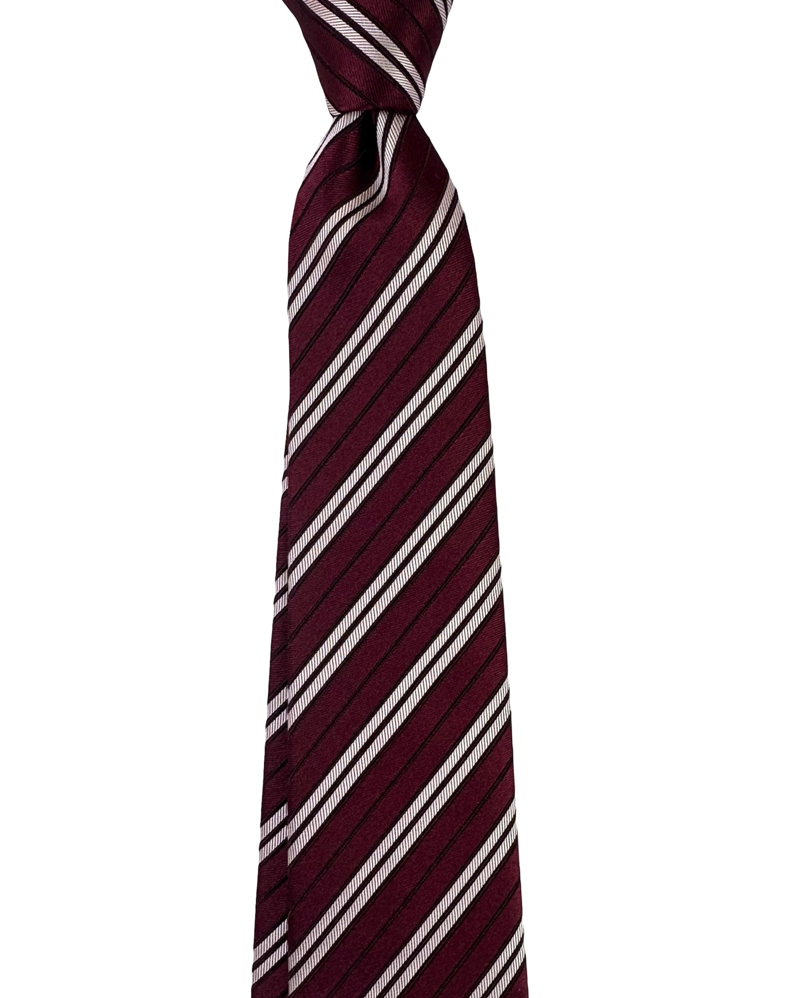 Armani Tie Maroon Silver Stripes - Emporio Armani