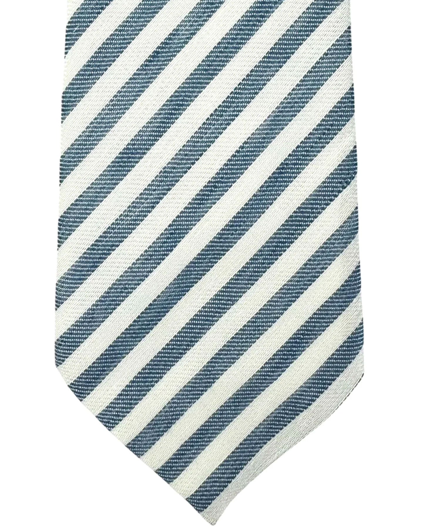 Armani Necktie White Blue Stripes 