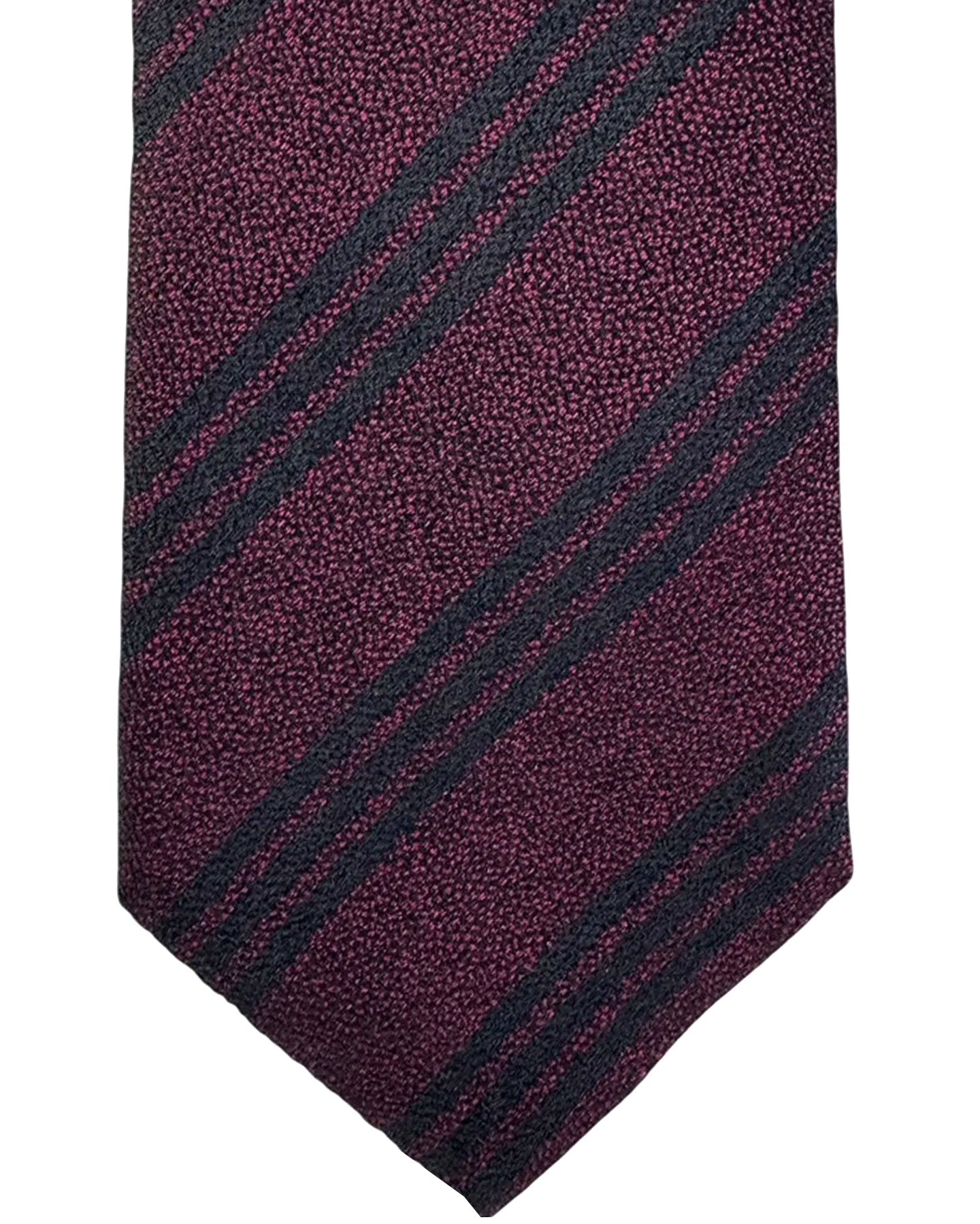 Armani Tie Black Bordeaux Textured Stripes