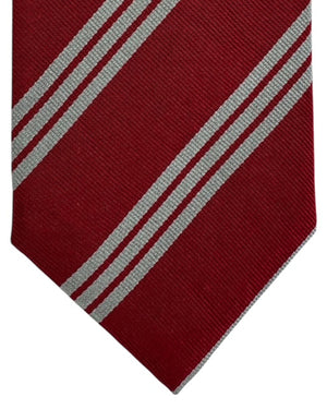 Attolini  Cesare Attolini Tie Dark Red Gray Stripes