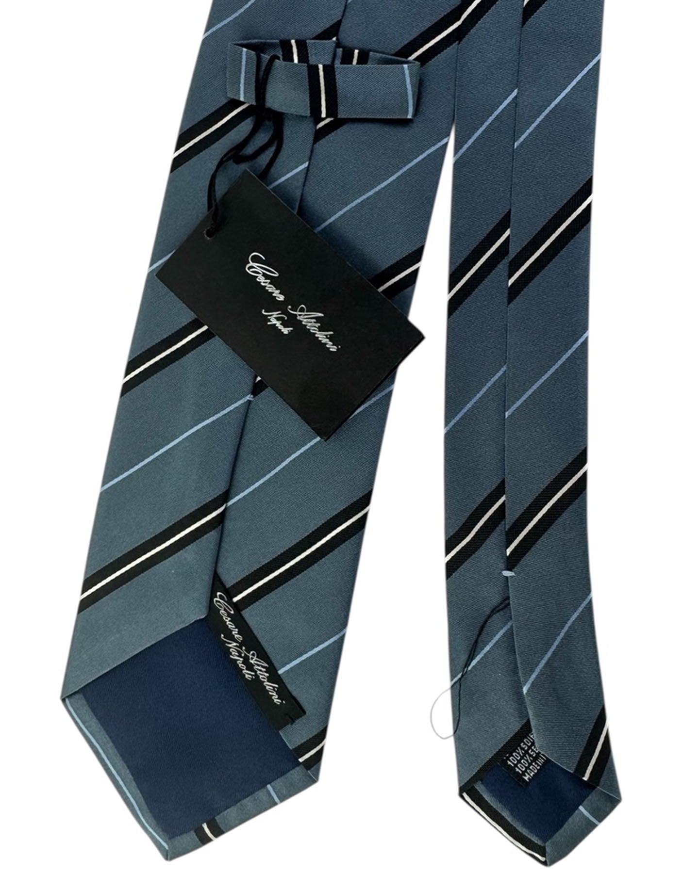 Cesare Attolini Silk Tie Gray Stripes