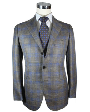 Cesare Attolini Sport Coat Brown Midnight Blue Plaid Blazer EU 50/ US 40 SALE