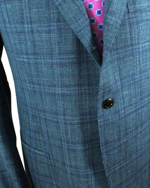 Cesare Attolini Sport Coat Blue Windowpane Blazer 