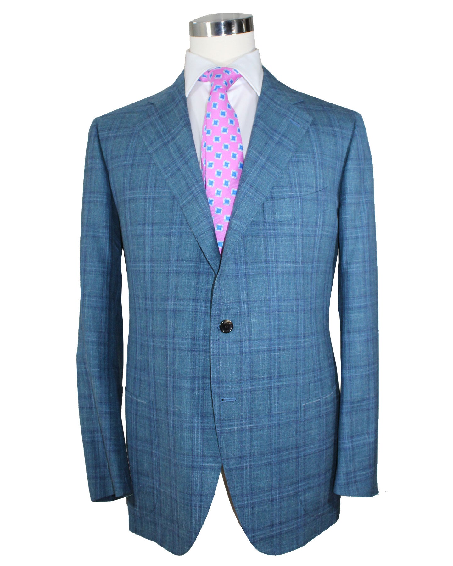 Cesare Attolini Sport Coat Blue Windowpane Blazer