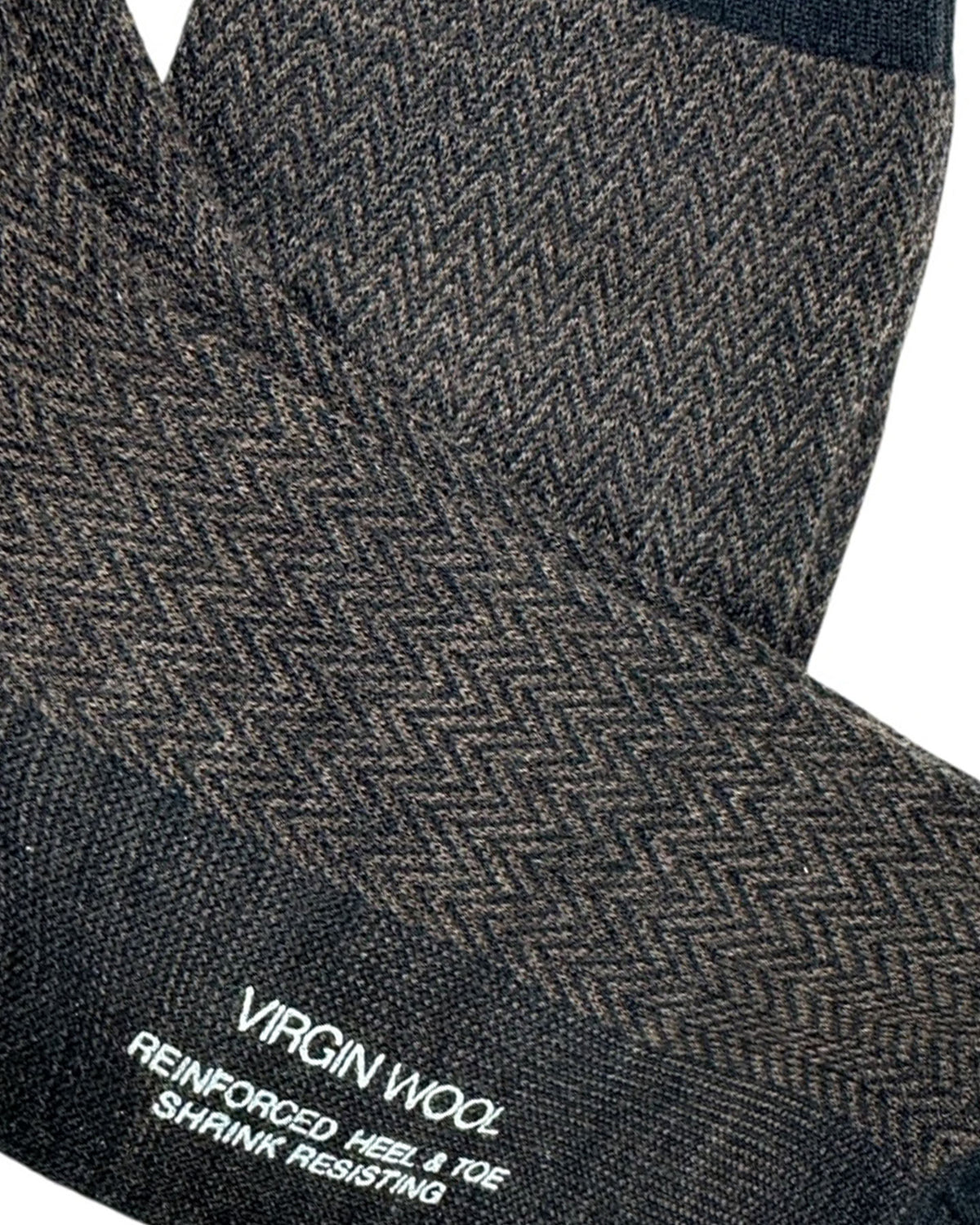 Cesare Attolini Wool Socks Brown Black Mini Herringbone US 12 - EUR 46 Over The Calf CYBER MONDAY SALE