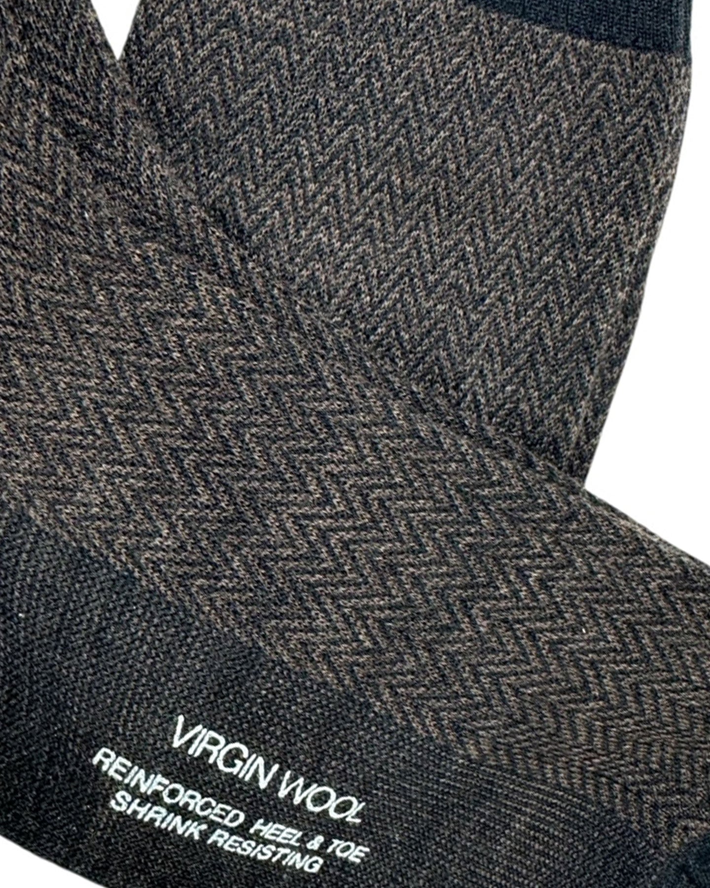 Cesare Attolini Wool Socks Brown Black Mini Herringbone US 12 - EUR 46 Over The Calf CYBER MONDAY SALE