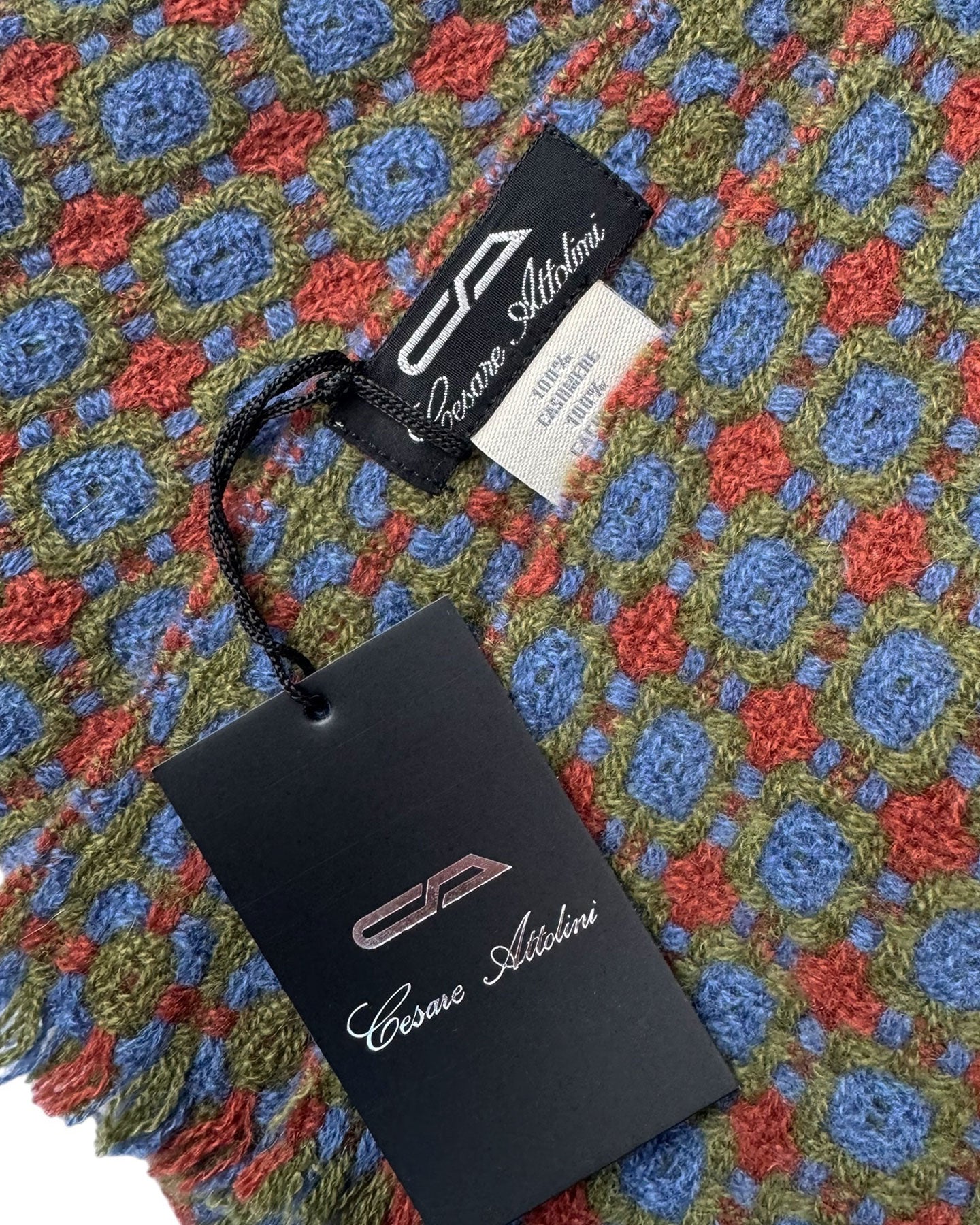 Cesare Attolini Scarf Brown Green Blue - Luxury Cashmere Shawl