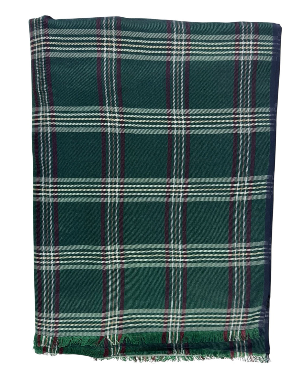 Cesare Attolini Scarf Green Plaid Check - Extra Large Cashmere Silk Shawl