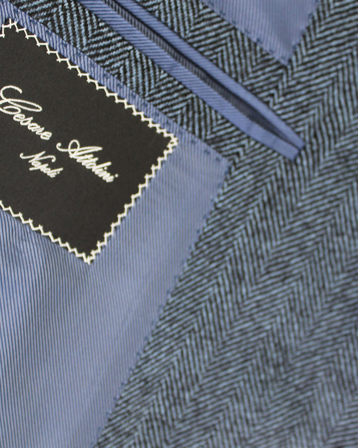 Cesare Attolini Sport Coat Dark Blue Herringbone Cashmere EU 54/ US 44