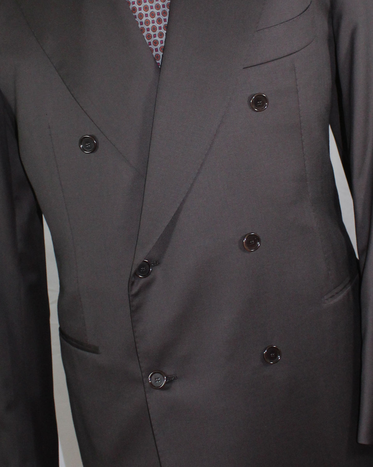 Cesare Attolini Suit Dark Brown Double Breasted Peak Lapel  EU 56/ US 46