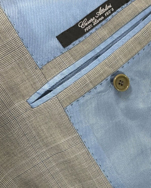 Cesare Attolini Wool Suit Light Gray Plaid Check EU 50/ US 40