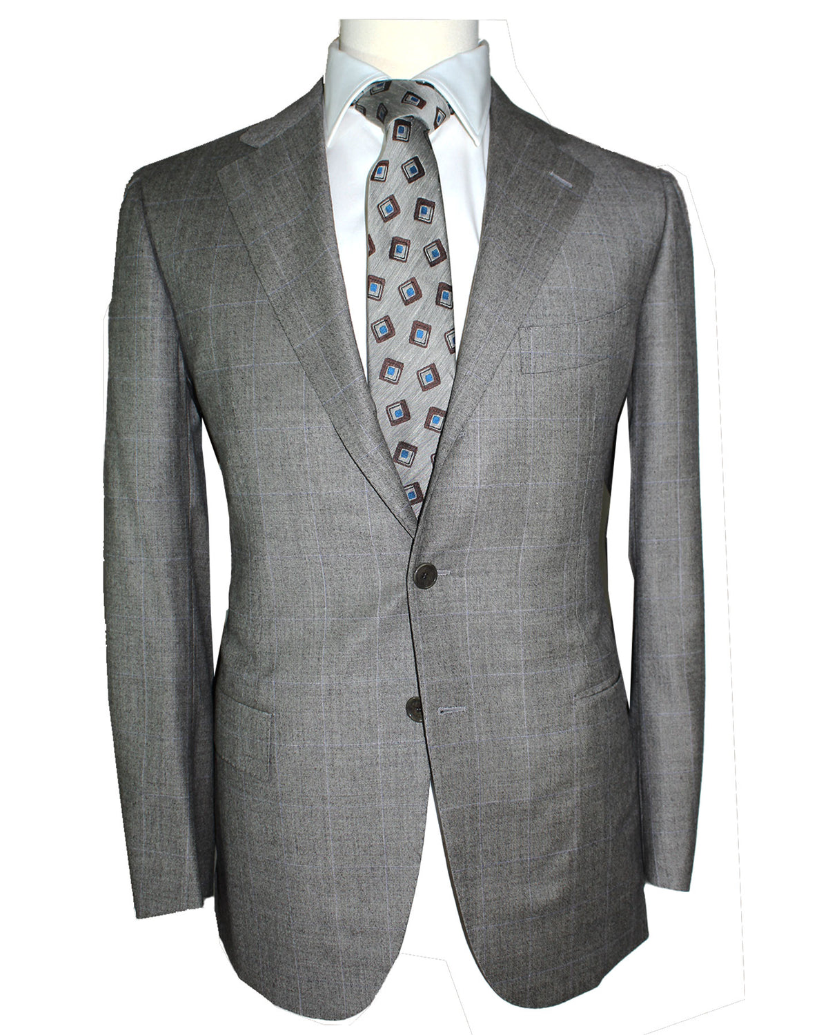 Cesare Attolini Wool Suit Gray Windowpane EU 50/ US 40
