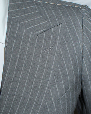 Cesare Attolini Suit Gray Stripes - Peak Lapel Double Breasted EU 48/ US 38