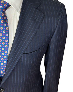 Lapel Cesare Attolini Suit Navy Stripes
