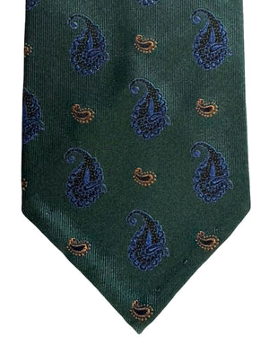 Cesare Attolini Unlined Tie Dark Green Paisley