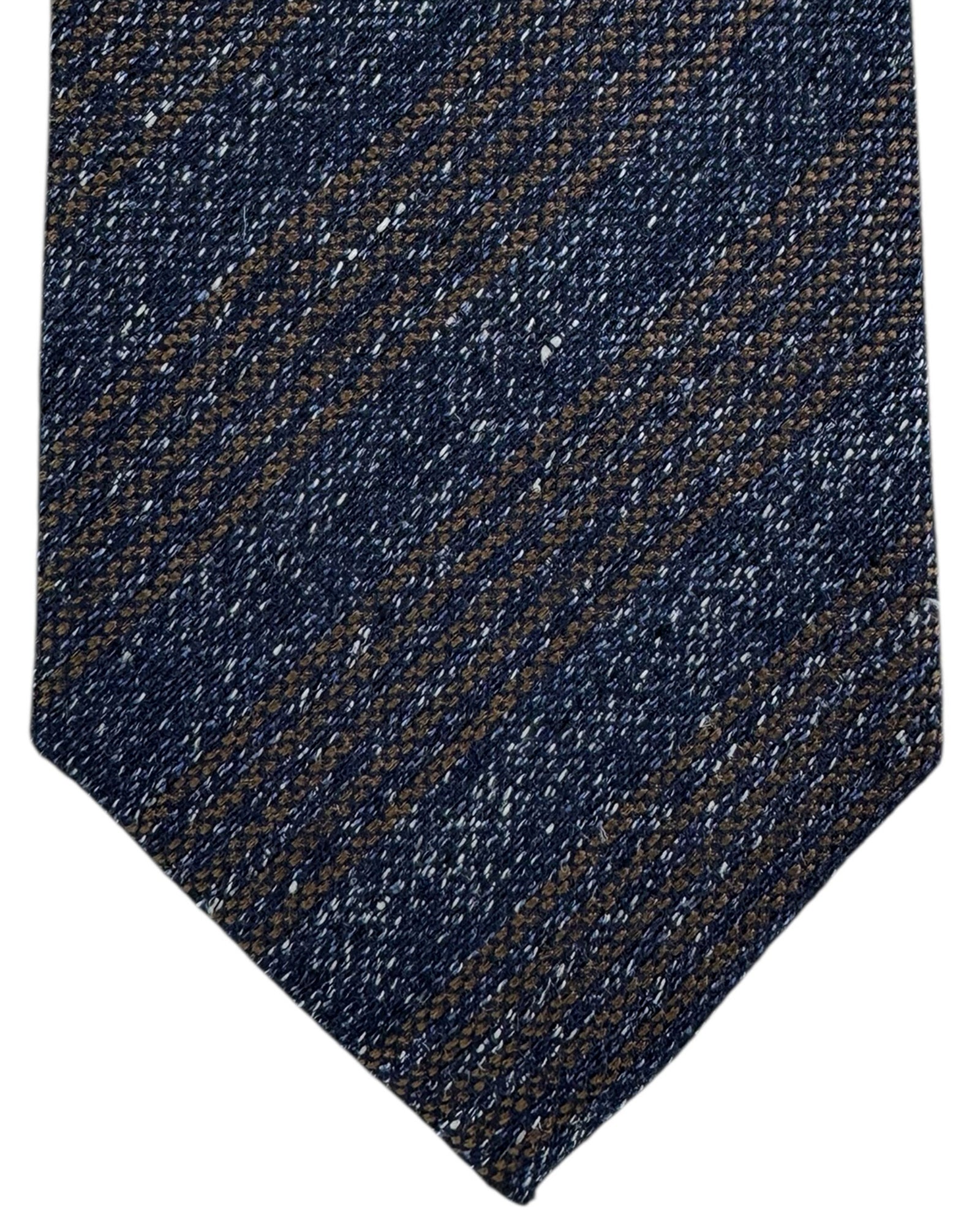 Cesare Attolini Tie Midnight Blue Brown Stripes
