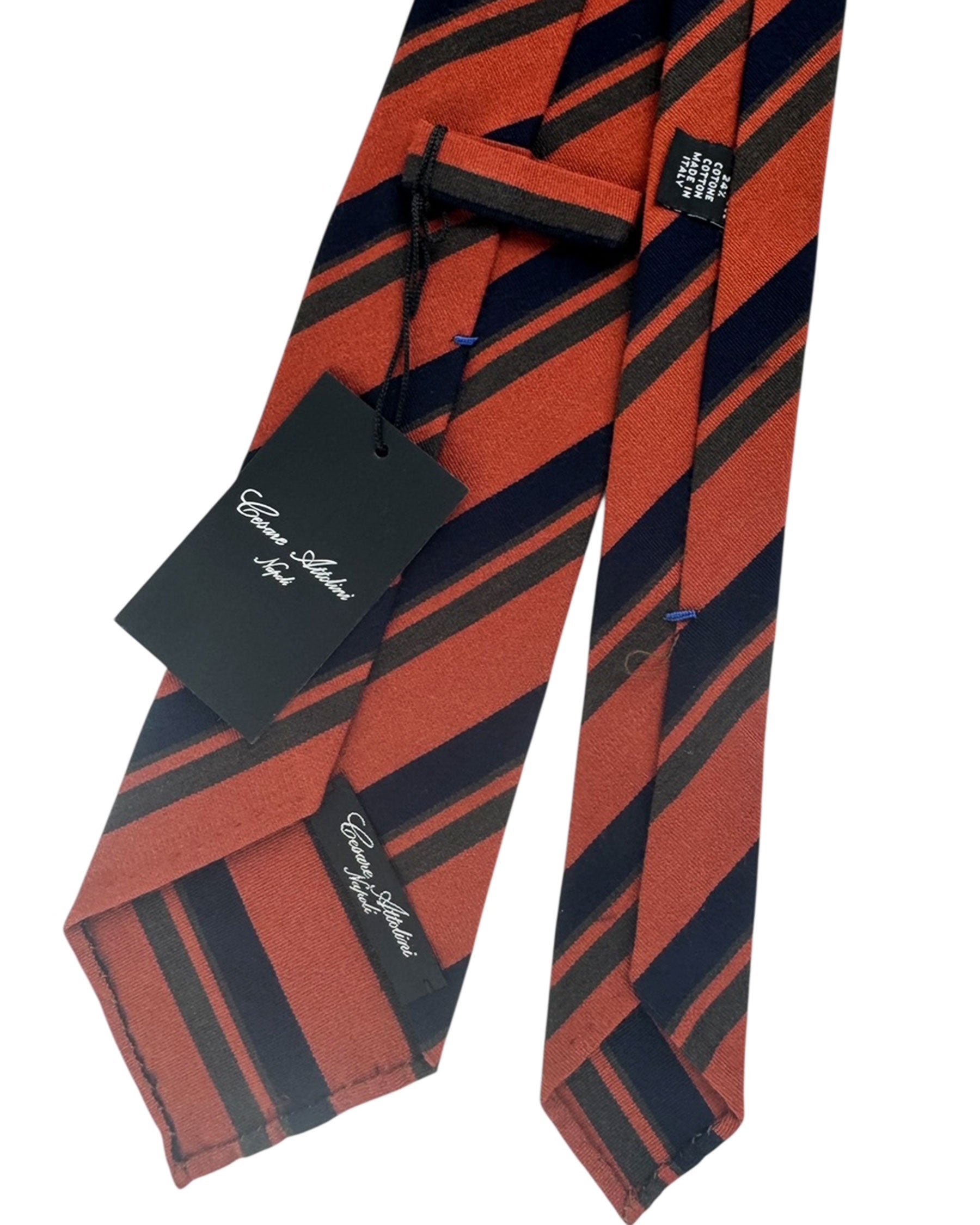 Cesare Attolini Wool Unlined Tie Brown Stripes