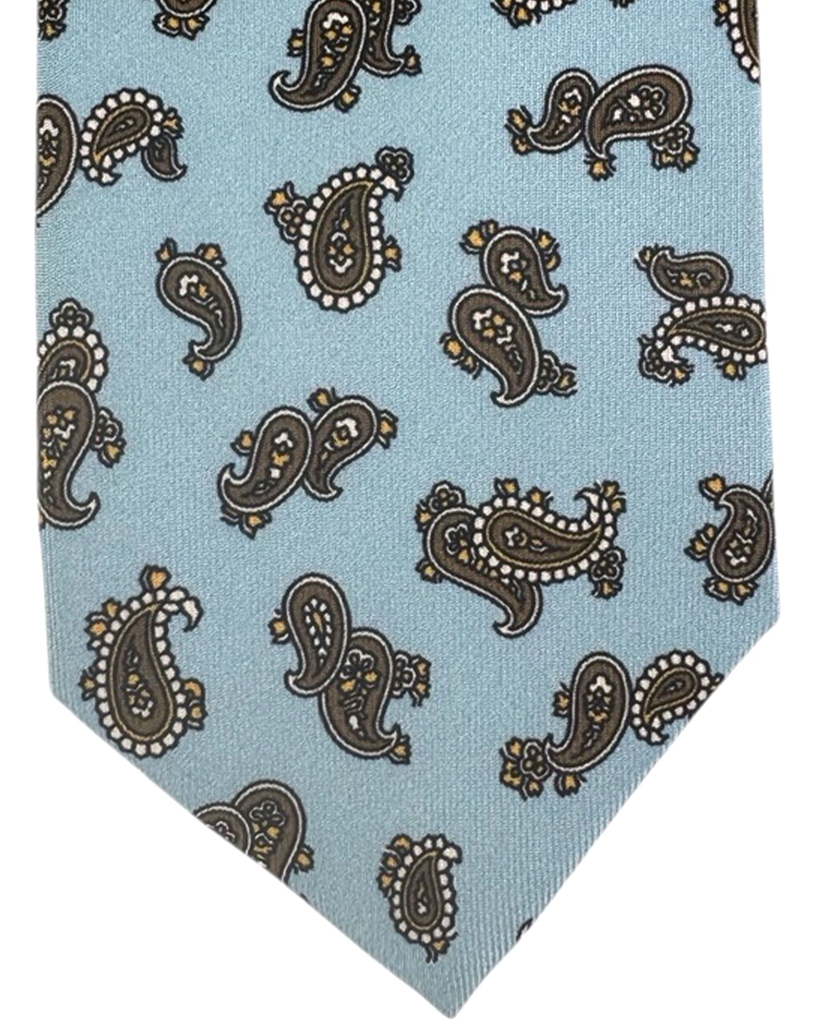 Cesare Attolini Silk Necktie Blue Brown Paisley