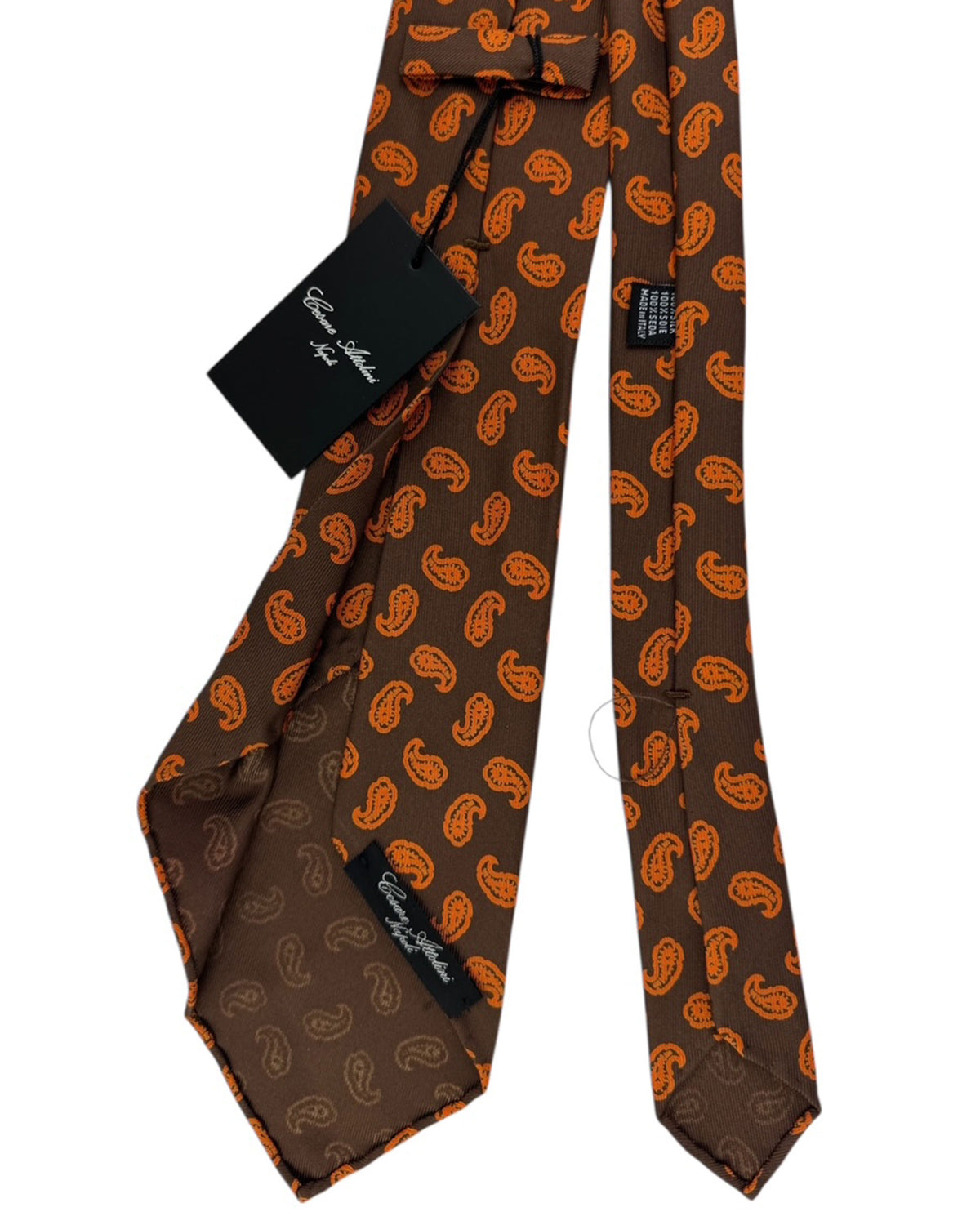 Attolini Sevenfold Tie Brown Paisley 