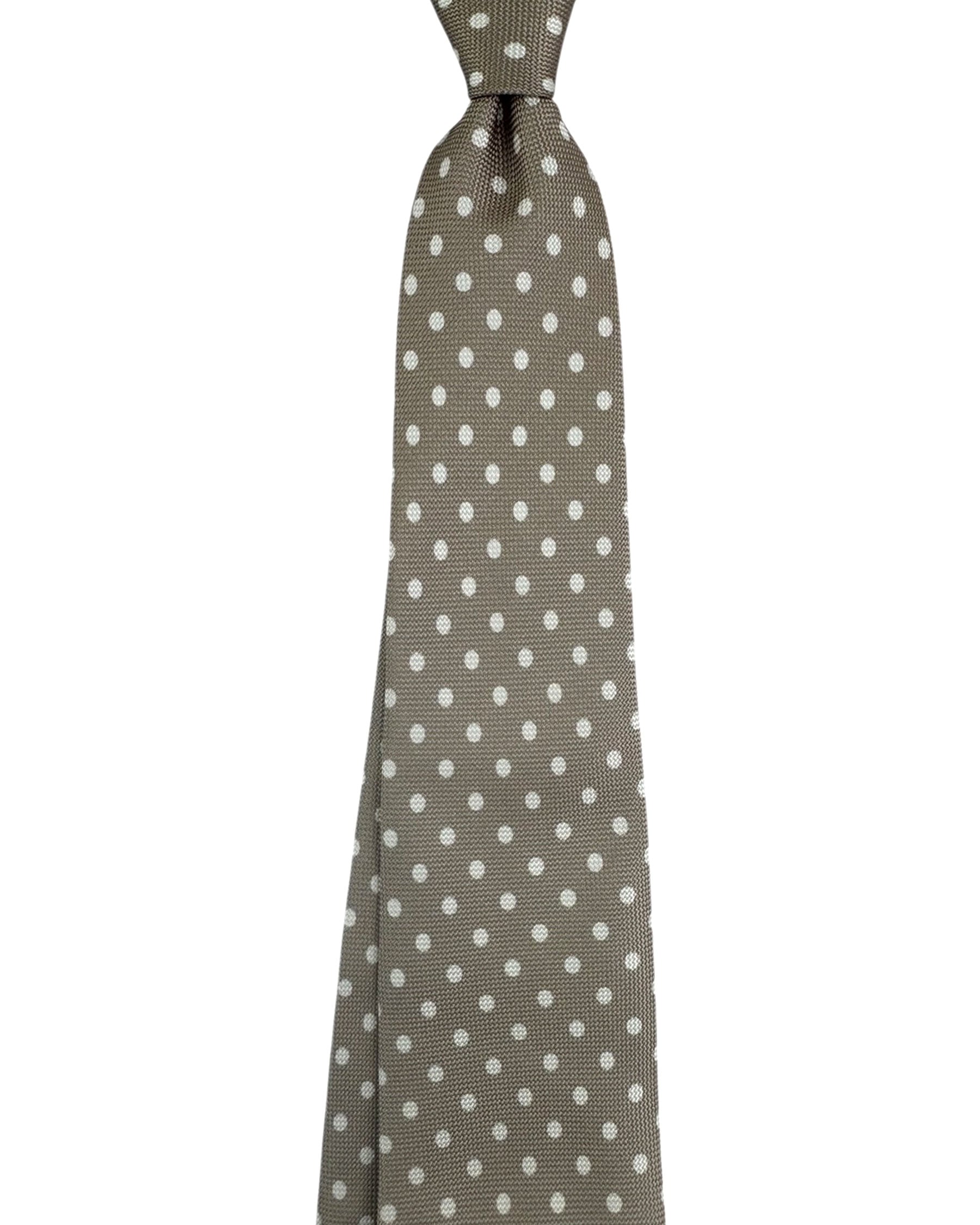 Cesare Attolini Silk Tie Taupe Dots