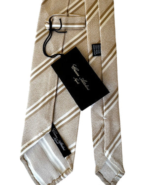 Cesare Attolini Unlined Tie Taupe-Beige Stripes