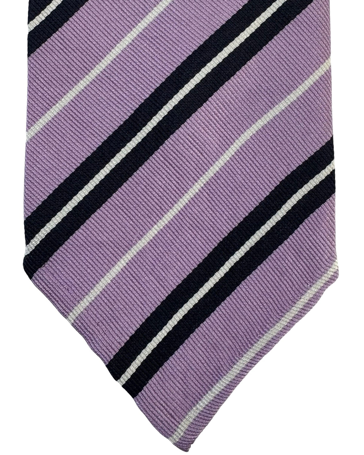 Cesare Attolini Unlined Tie Lilac Stripes