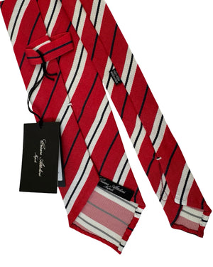 Attolini Unlined Tie Red Regimental Stripes