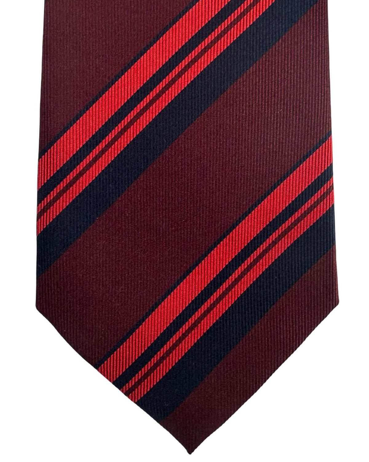 Cesare Attolini Unlined Tie Maroon Stripes new