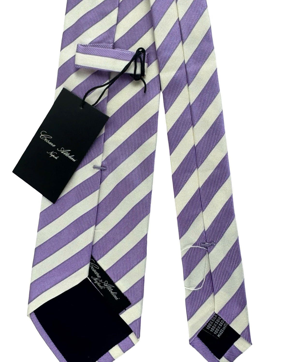 Cesare Attolini Tie Purple Silver Stripes