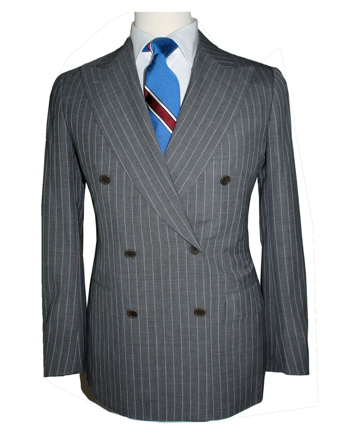 Cesare Attolini Suit Gray Stripes - Peak Lapel Double Breasted EU 48/ US 38