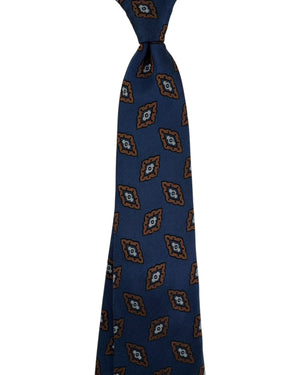 Barba Sevenfold Tie Midnight Blue Brown Diamonds