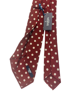 Barba Wool Sevenfold Tie Bordeaux Polka Dots