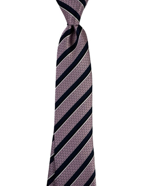 Battisti Sevenfold Tie Dust Pink Midnight Blue Stripes
