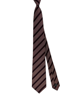 Battisti Sevenfold Tie Bordeaux Navy Striped Houndstooth Pattern