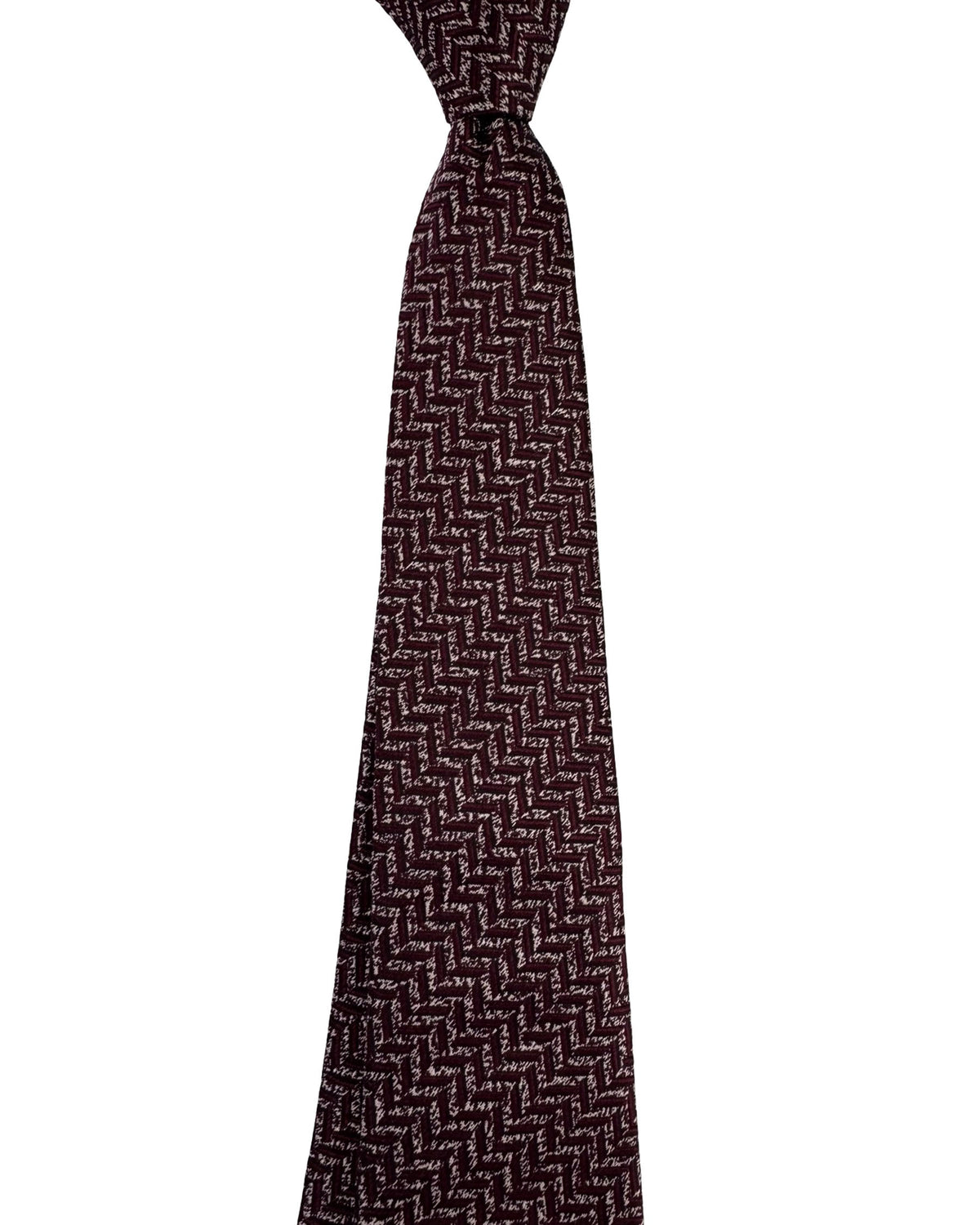Battisti Sevenfold Tie Maroon Silver Chevron - Sartorial