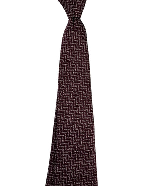 Battisti Sevenfold Tie Maroon Silver Chevron - Sartorial