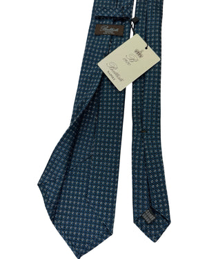 Battisti Sevenfold Tie Petrol Blue Geometric