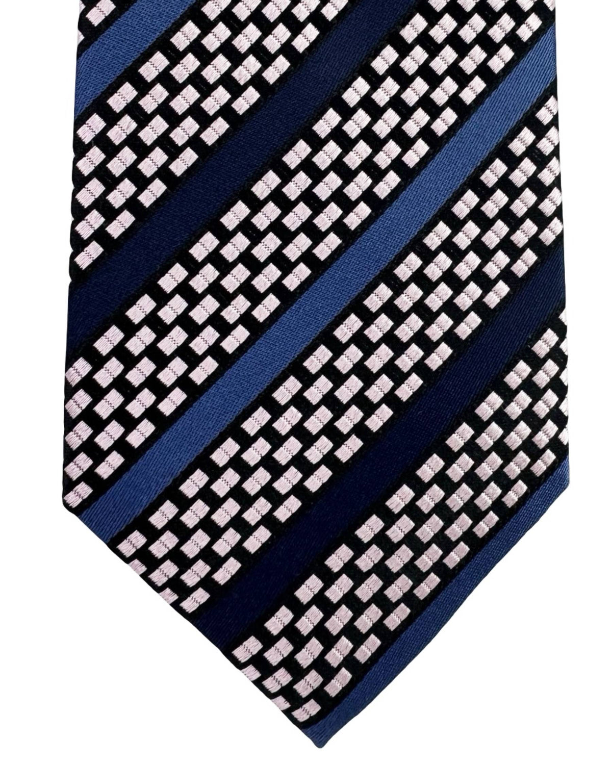 Battisti Sevenfold Tie Midnight Blue Textured Stripes