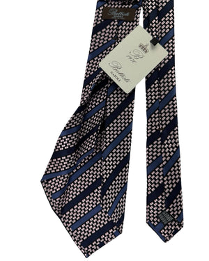 Battisti Sevenfold Tie Midnight Blue Textured Stripes