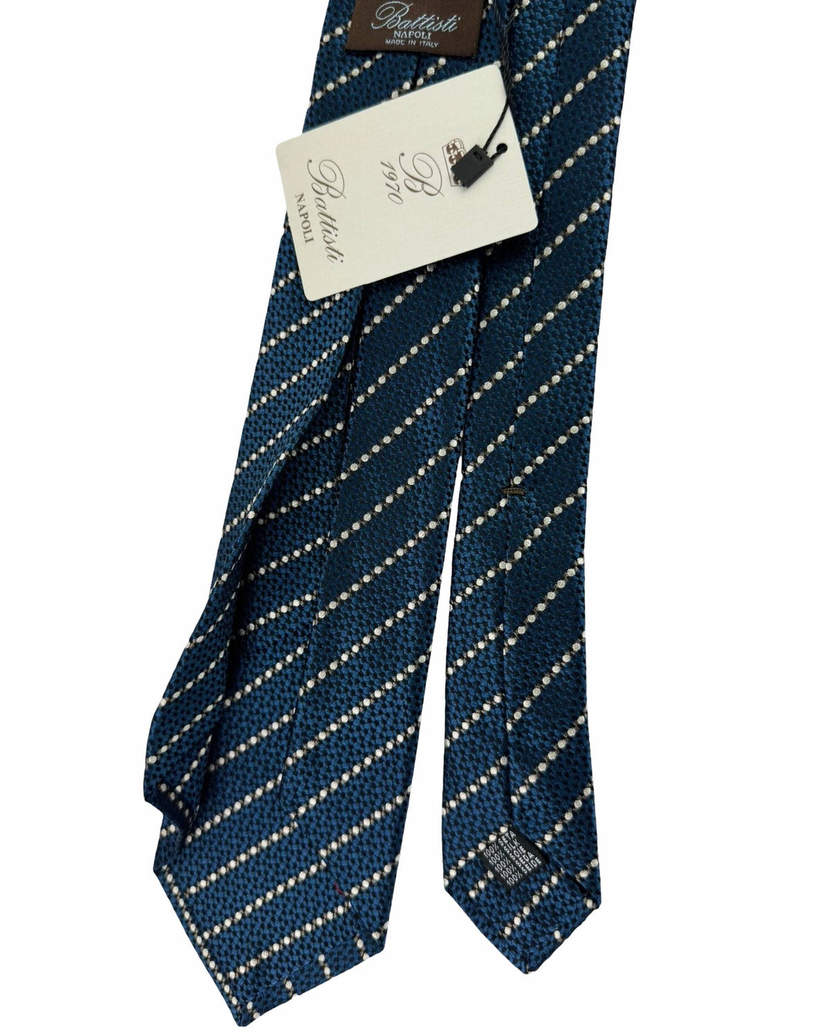 Battisti Sevenfold Tie Teal Dotted Stripes
