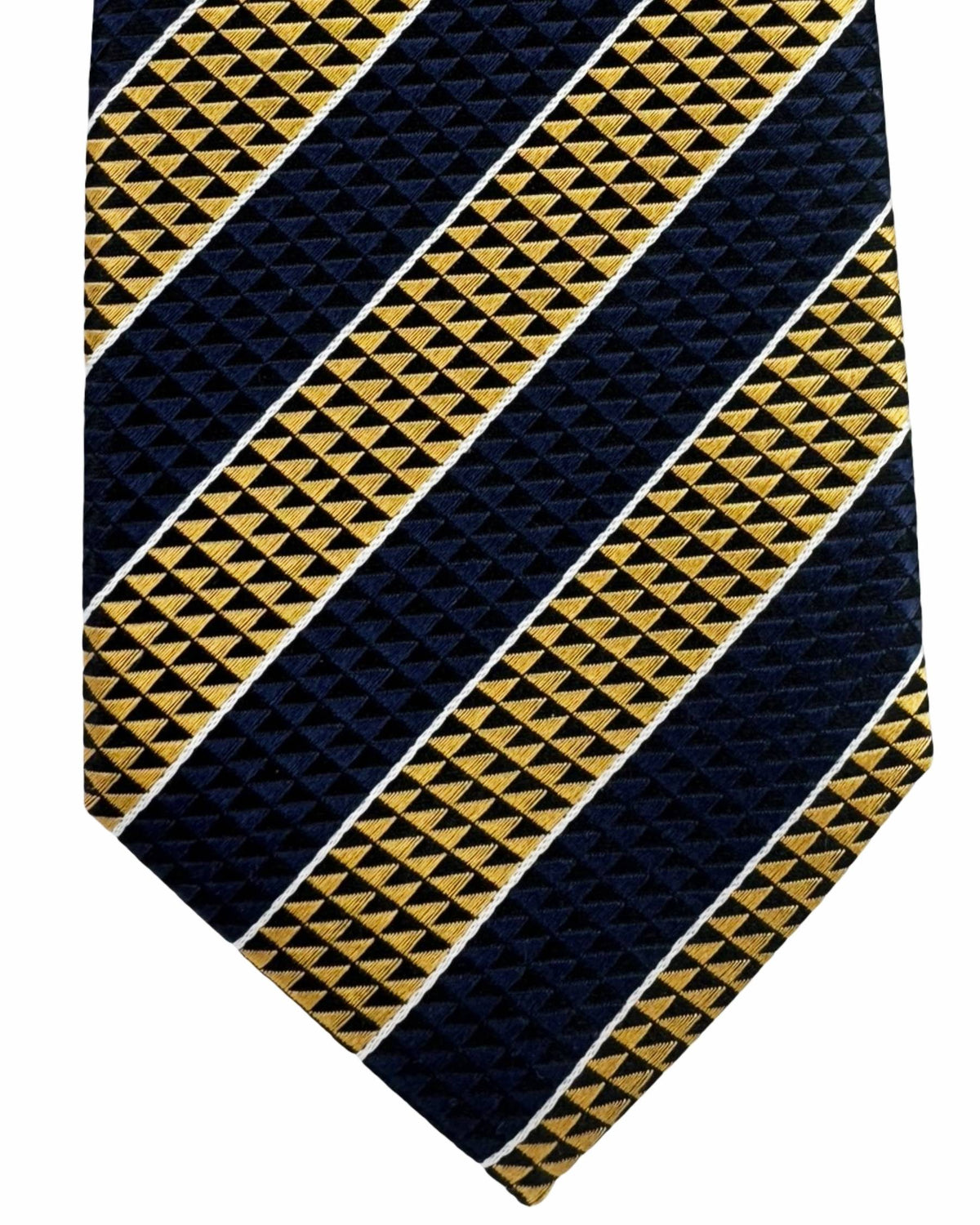 Battisti Sevenfold Midnight Blue Mustard Texture Stripes