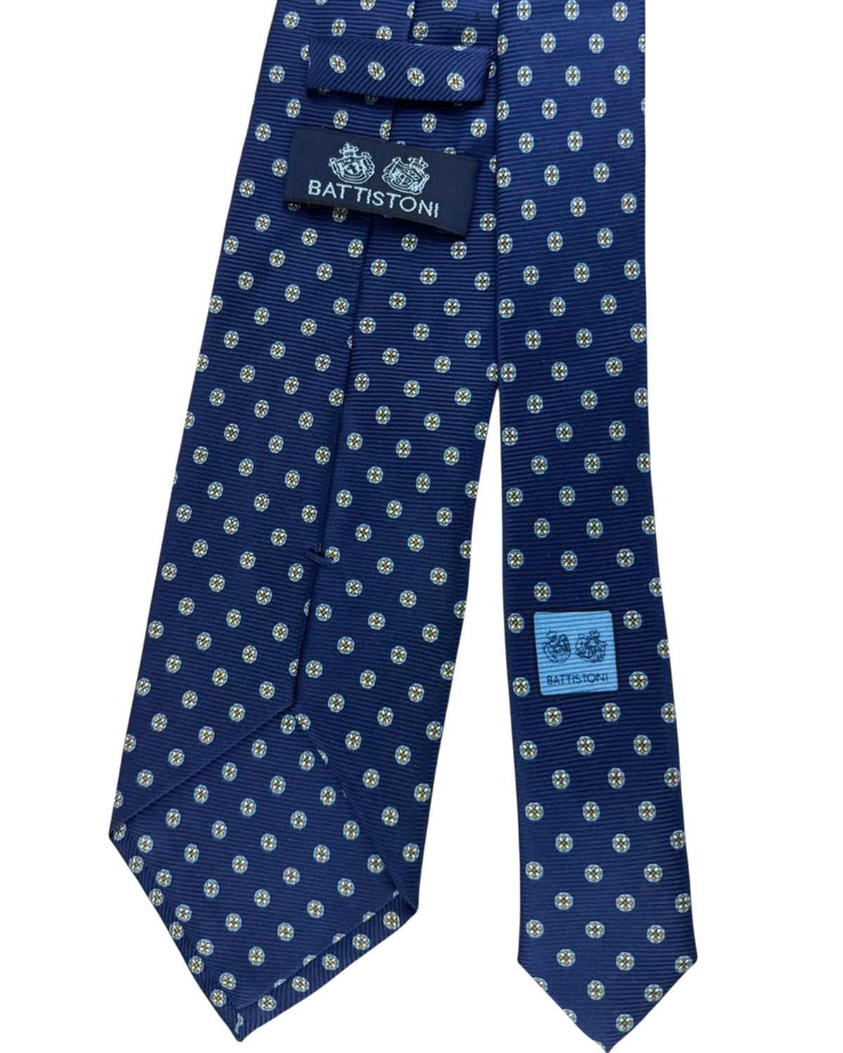 Battistoni Silk Tie Dark Blue Geometric SALE