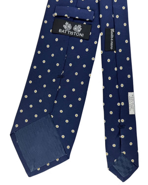 Battistoni Silk Tie Navy Mini Flowers - Wide Necktie SALE