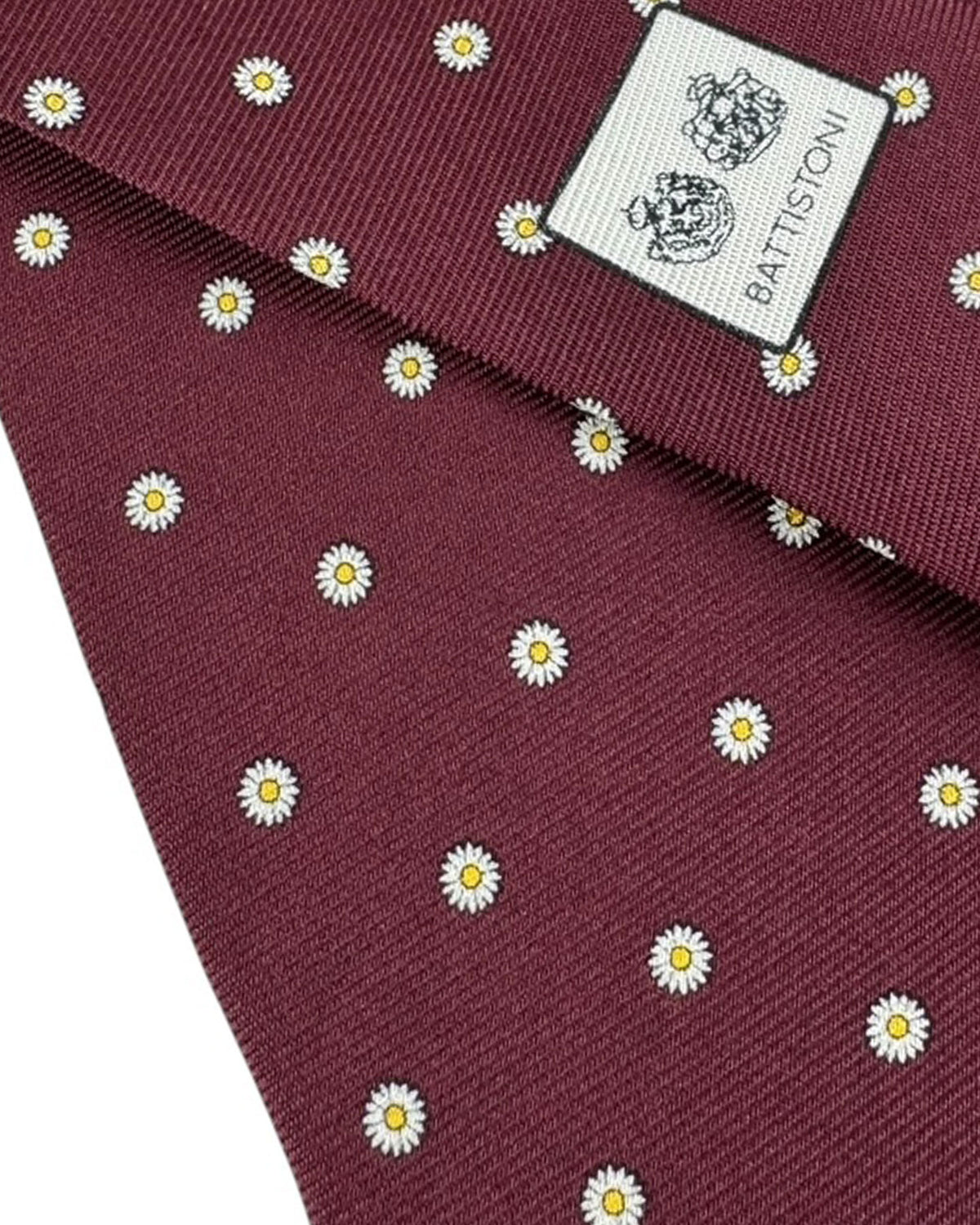 Battistoni Silk Tie Maroon Mini Flowers SALE