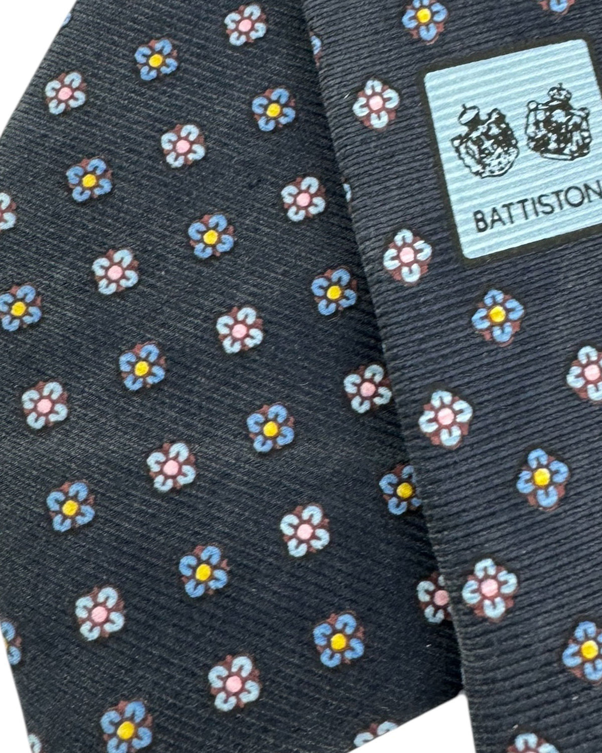 Battistoni Silk Tie Navy Mini Flowers Geometric