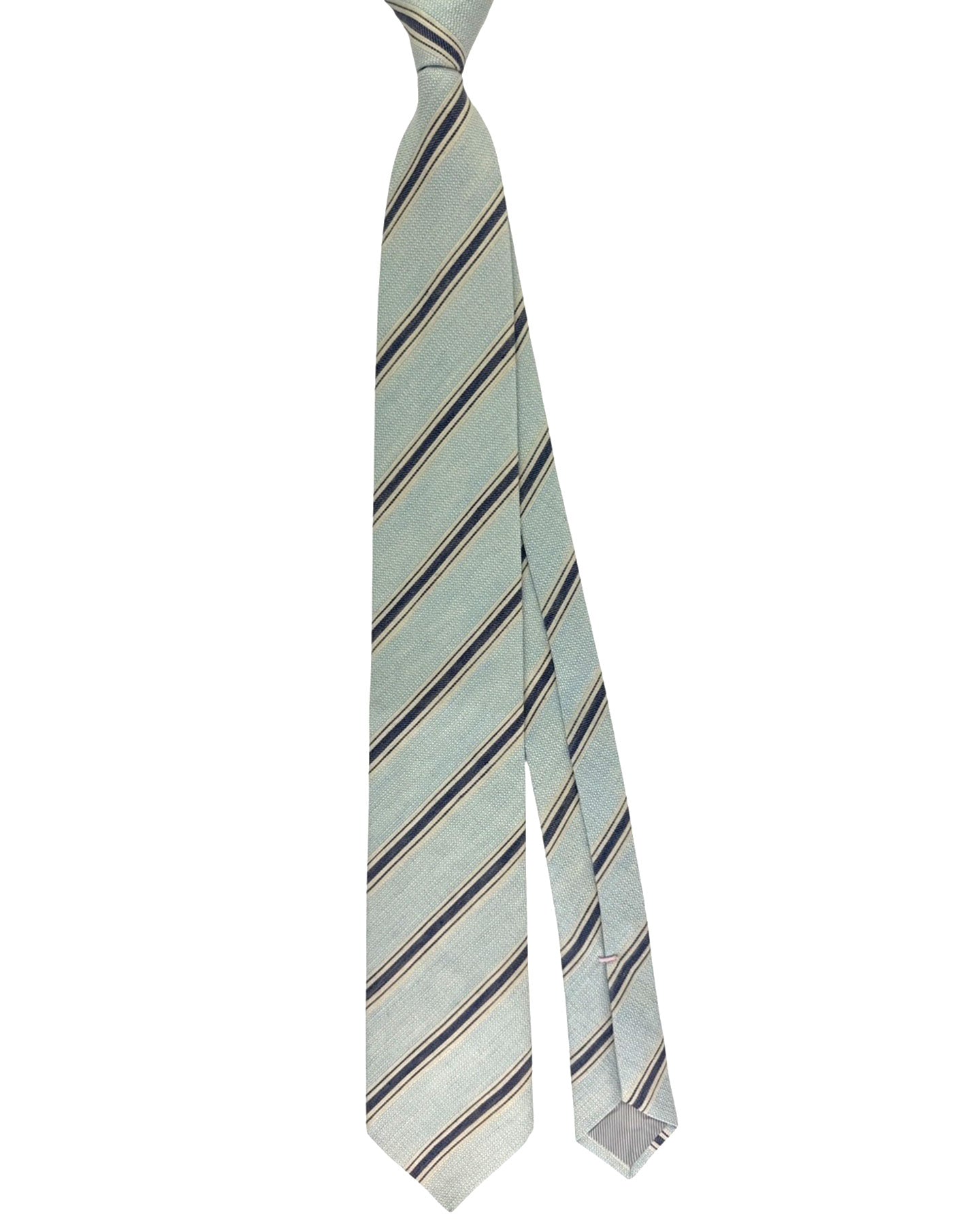 Luigi Borrelli Tie Sky Blue Navy Stripes Design