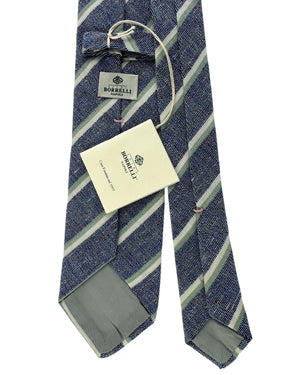 Luigi Borrelli Tie Blue Green Silver Stripes